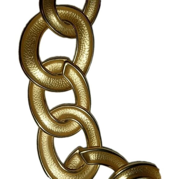 Vintage Frosted Gold Tone Curb Chain Necklace Heavy Graduated Oval Links Lobster - Picture 11 of 13